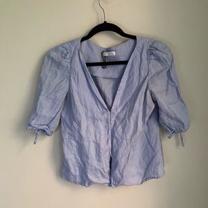 Zara Light Blue Linen Blouse